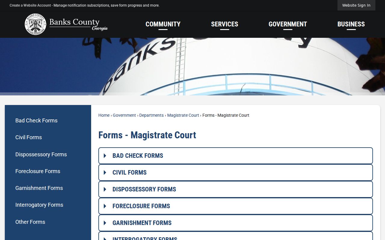 Banks County active warrant related court forms