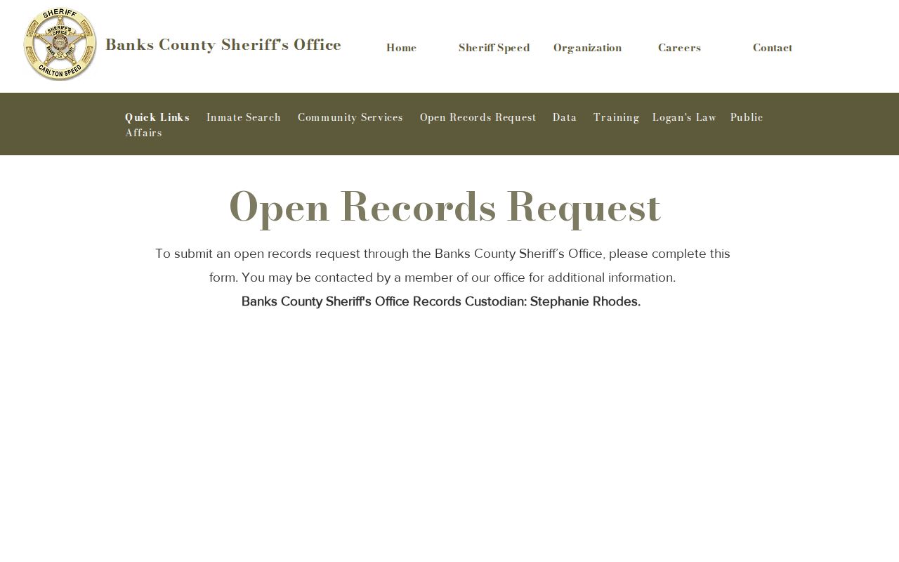 Banks County warrant records official Open Records route